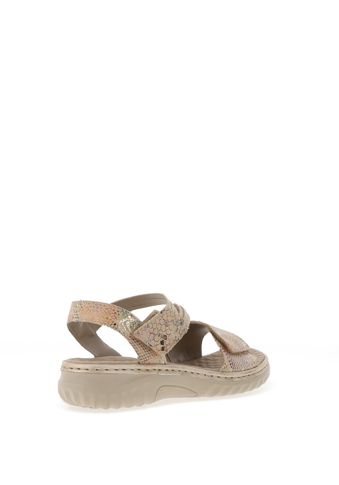 Rieker Womens Metallic Animal Printed Sandals, Beige Multi