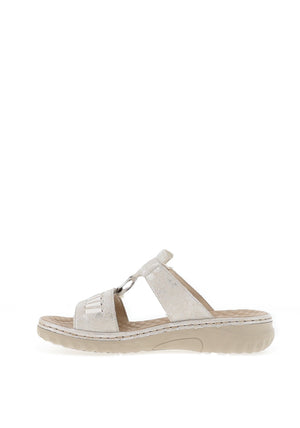 Rieker Womens T Bar Mule Sandals, Grey & Silver