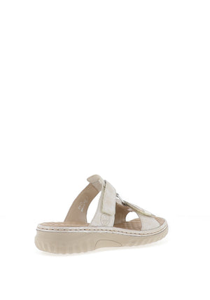 Rieker Womens T Bar Mule Sandals, Grey & Silver