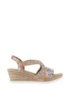 Rieker Womens Criss Cross Elasticated Wedge Sandals, Beige Multi