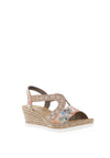 Rieker Womens Criss Cross Elasticated Wedge Sandals, Beige Multi