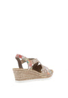 Rieker Womens Criss Cross Elasticated Wedge Sandals, Beige Multi