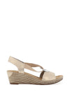 Rieker Womens Shimmer Elasticated Strap Wedge Shoes, Beige