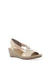 Rieker Womens Shimmer Elasticated Strap Wedge Shoes, Beige