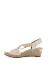 Rieker Womens Shimmer Elasticated Strap Wedge Shoes, Beige