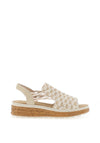 Rieker Womens Woven Sling Back Sandals, Beige