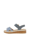 Rieker Womens Faux Leather Comfort Sandals, Blue
