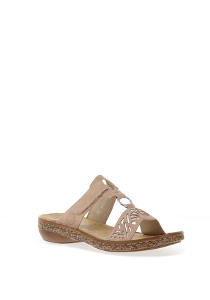 Rieker Womens T Bar Mule Sandals, Light Pink