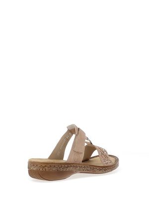 Rieker Womens T Bar Mule Sandals, Light Pink