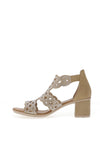 Rieker Womens Diamante Heeled Sandals, Beige