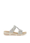Rieker Womens Floral T Bar Mule Sandals, Blue Multi