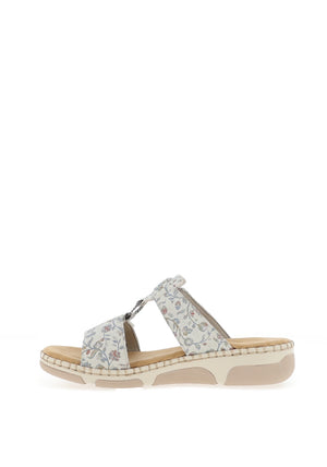 Rieker Womens Floral T Bar Mule Sandals, Blue Multi