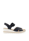 Rieker Womens Strappy Wedged Sandals, Navy Blue