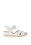 Rieker Womens Strappy Wedged Sandals, White