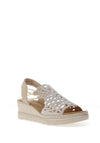 Rieker Womens Perforated Cage Sling Back Sandals, Beige