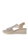 Rieker Womens Perforated Cage Sling Back Sandals, Beige