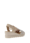 Rieker Womens Perforated Cage Sling Back Sandals, Beige