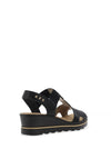 Rieker Womens T-Bar Wedge Sandals, Black