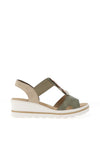 Rieker Womens T-Bar Wedge Sandals, Sage Green