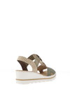 Rieker Womens T-Bar Wedge Sandals, Sage Green