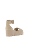 Rieker Womens Faux Leather Wedge Sandals, Beige
