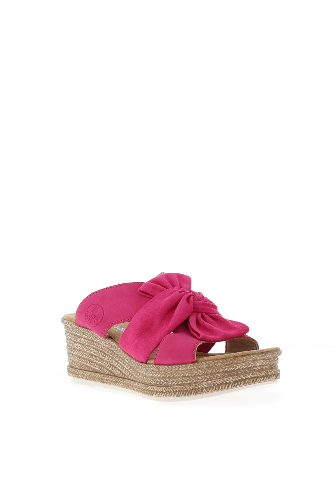 Rieker Womens Bow Wedge Mule Sandals, Pink