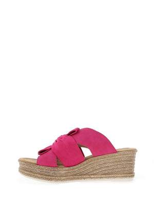 Rieker Womens Bow Wedge Mule Sandals, Pink