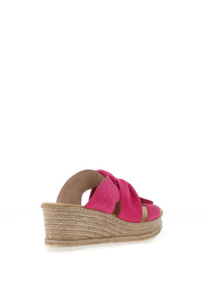 Rieker Womens Bow Wedge Mule Sandals, Pink