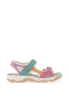 Rieker Womens Printed Velcro Strap Sandals, Pastel Multi