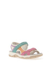 Rieker Womens Printed Velcro Strap Sandals, Pastel Multi