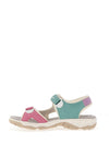 Rieker Womens Printed Velcro Strap Sandals, Pastel Multi