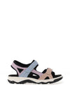 Rieker Womens Colour Block Velcro Strap Sandals, Black Multi