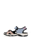 Rieker Womens Colour Block Velcro Strap Sandals, Black Multi