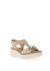 Rieker Womens T Bar Wedge Sandals, Beige