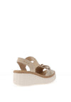 Rieker Womens T Bar Wedge Sandals, Beige