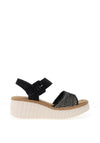 Rieker Womens Woven Wedge Sandals, Black