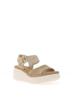 Rieker Womens Woven Wedge Sandals, Beige