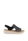 Rieker Womens Woven Monochrome Sandals, Black