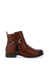 Rieker Womens Extra Wide Leather Flat Ankle Boots, Tan