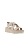 Rieker Womens Evolution Velcro Caged Sandals, Beige