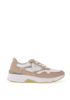 Gabor Rolling Soft Leather Laced Trainers, Oak & Powder