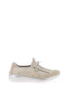 Rieker Womens Perforated Leather Shimmering Trainers, Gold