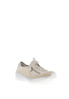 Rieker Womens Perforated Leather Shimmering Trainers, Gold