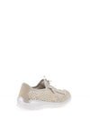 Rieker Womens Perforated Leather Shimmering Trainers, Gold