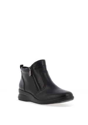 Rieker Womens Smooth Leather Ankle Boot, Black