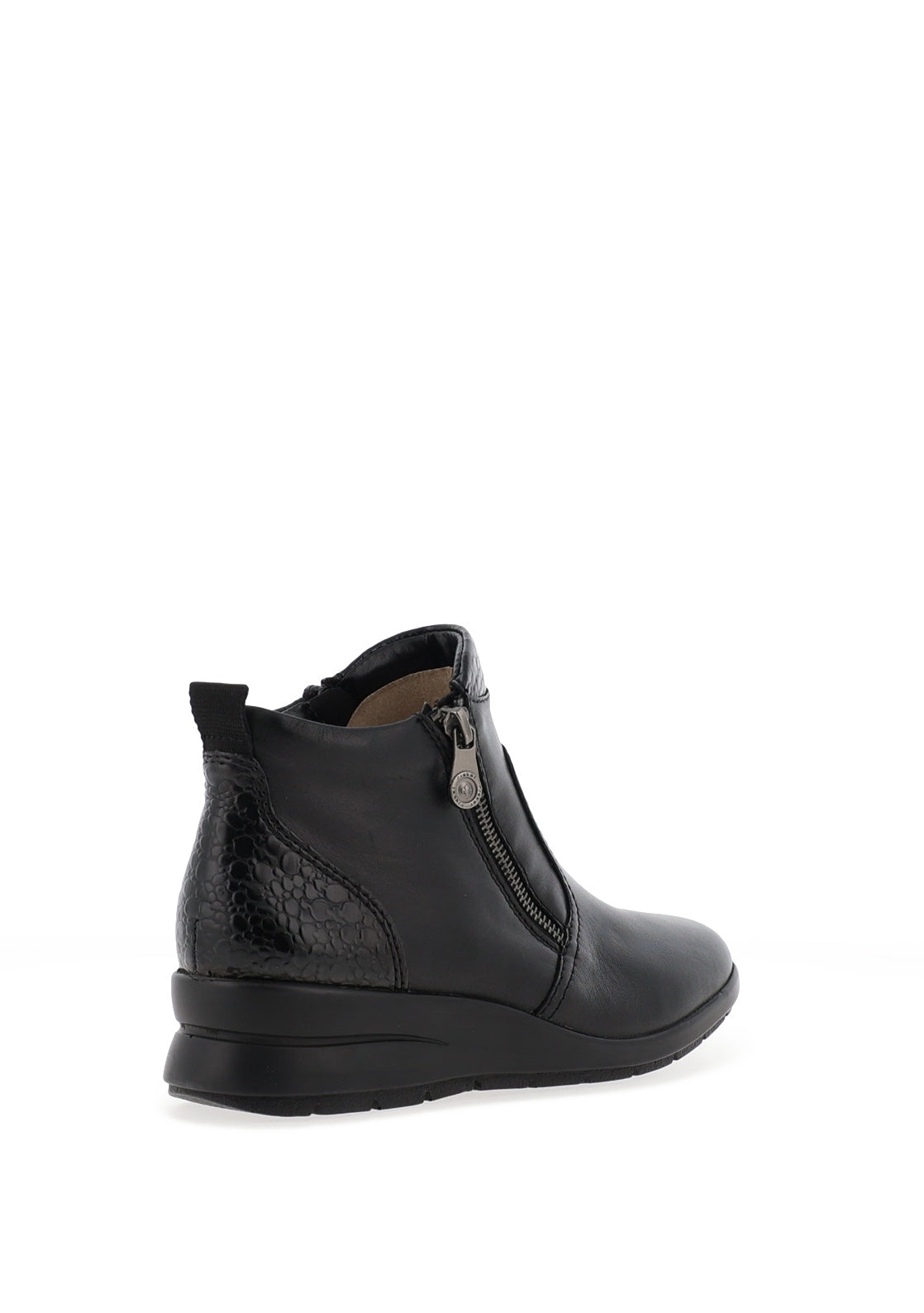 Rieker Womens Smooth Leather Ankle Boot, Black