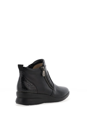 Rieker Womens Smooth Leather Ankle Boot, Black