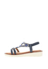 Sponge Kos Diamantie Detailing Slip On Sandals, Cobalt