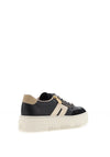 Rieker Womens Pebbled Leather Chunky Sole Trainers, Black & Beige