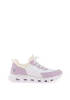 Rieker Womens Slip On Drawstring Laced Trainers, White & Lilac